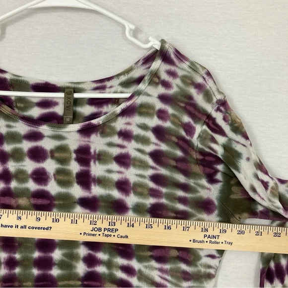 XCVI Purple Green Tie Dye Round Neck Stretch Long Sleeve Top Medium - Picture 8 of 10